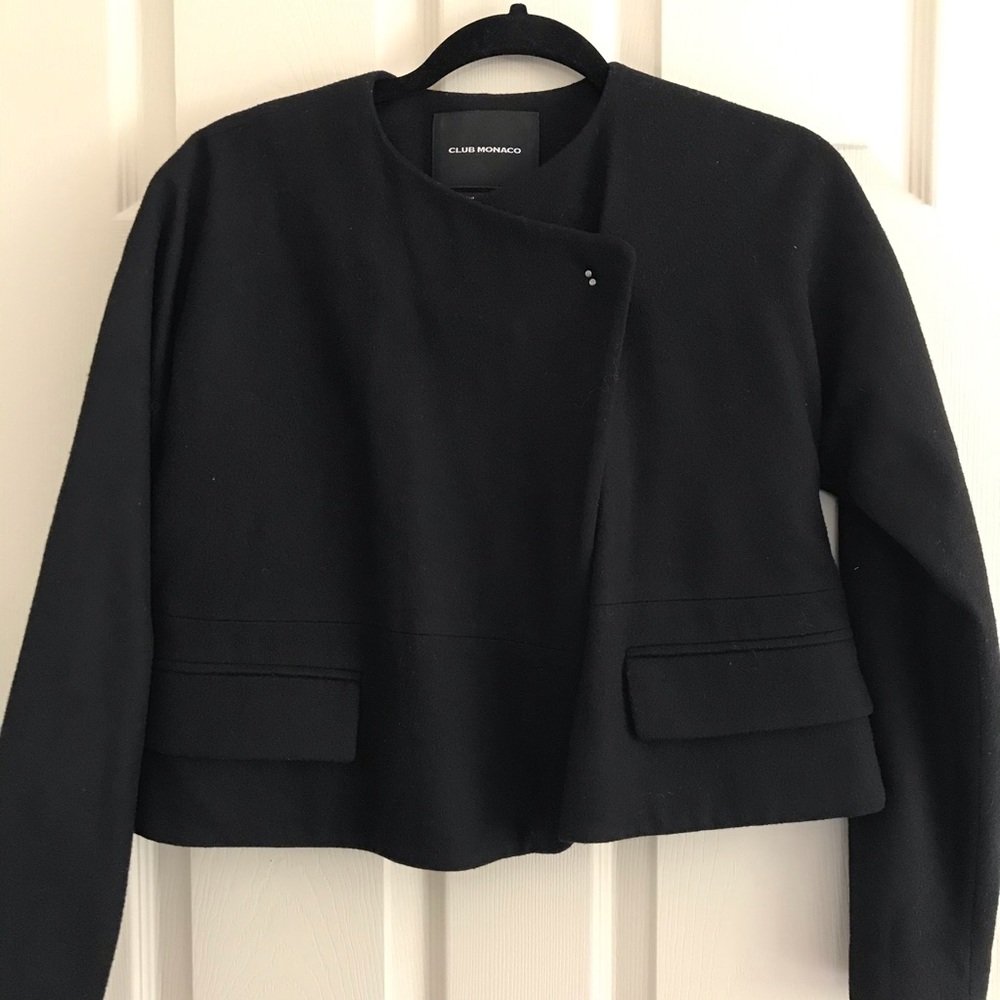 Black Club Monaco wool blend pea coat